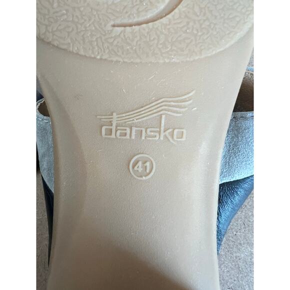 NWT Dansko Theresa Gray/Black Leather Multi-Strap Slip-On Block Heel Sandal 10.5 - Picture 10 of 11
